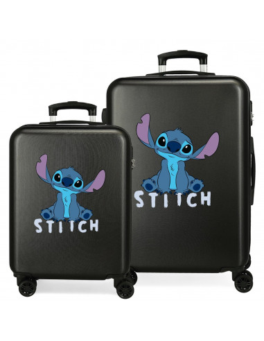 4531441 ABS LUGGAGE SET 2/ 55-65CM 4W. STITCH CUTE BLACK